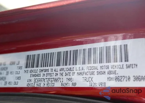 2015 Ram 1500 St from USA, damaged, VIN 3C6RR7KT2FG700711